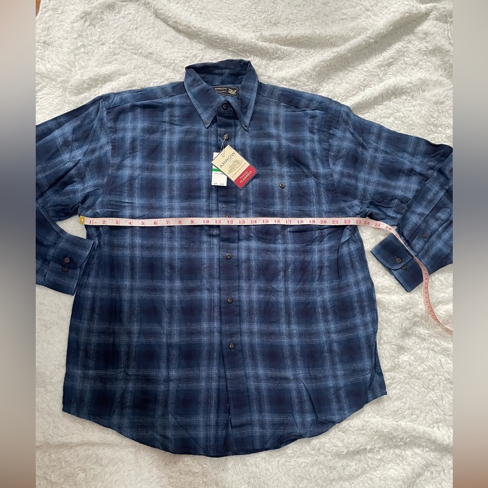 ARROW Men's Blue Plaid Shirt - Picture 11 of 14